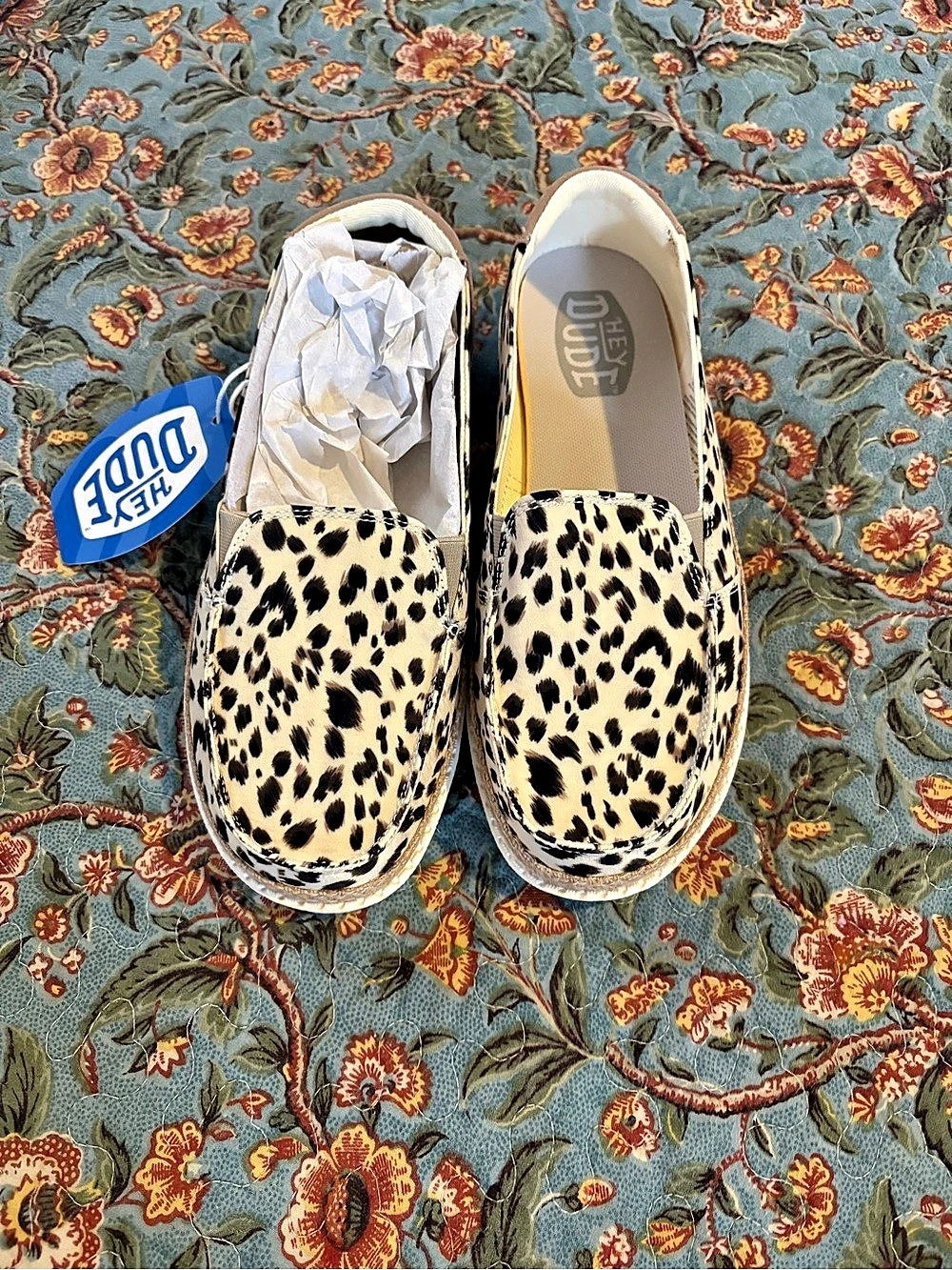 HEY DUDE Lena Angora Leopard Slip-On Loafers US 8